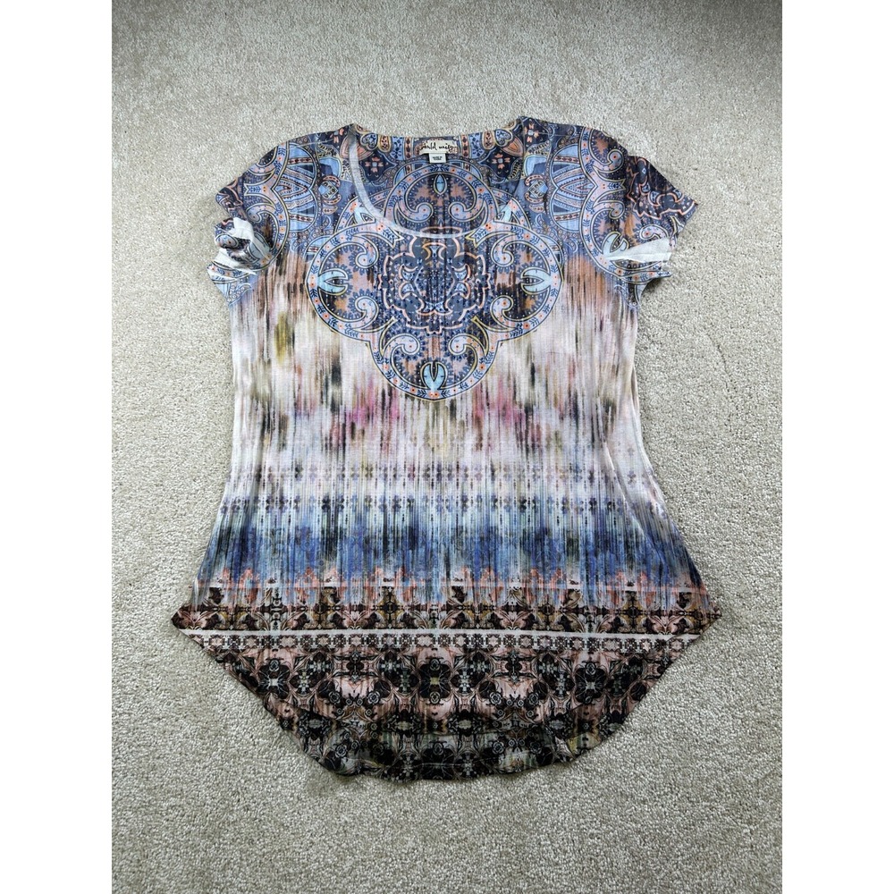 World Unity Womens Size S Short‎ Sleeve Graphic Embelished Tshirt